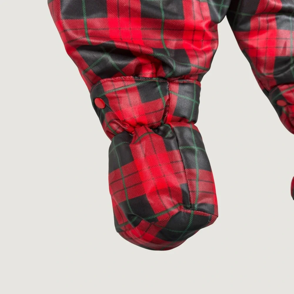 Vintage Deux par Deux Red Plaid Baby Snowsuit Bunting Hooded Footed 12M Canada